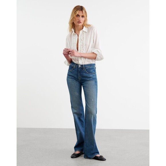 Nili Lotan Nathael Shirt Tunic Top Buttondown Ruffle Cotton Ivory XS NEW 283654 - Picture 4 of 11